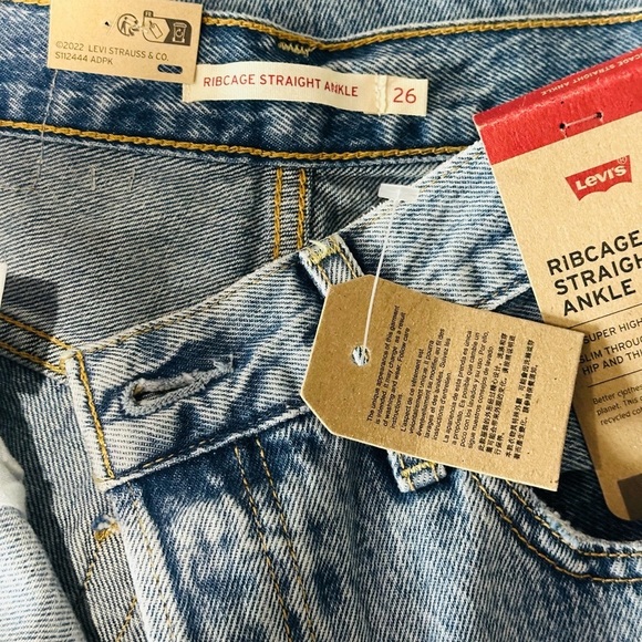 👖💙 LEVI’S Ribcage Straight Ankle Jeans | Sz 26 x 27 | Distressed Light Wash NWT - Picture 5 of 9